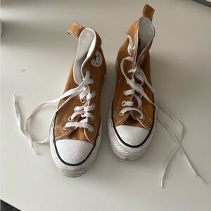 Converse High-Tops in Warm Yellow with White Accents